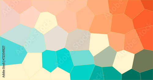 Abstract illustration of orange, green and yellow Giant Hexagon background, digitally generated