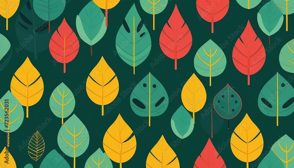 Graphic Design of Tropical Leaves - Flat Style Vector Graphic Design of Tropical Leaves - Flat Style Vector
