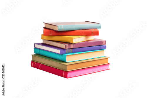 Vibrant Pile of Colorful Books Isolated On Transparent Background