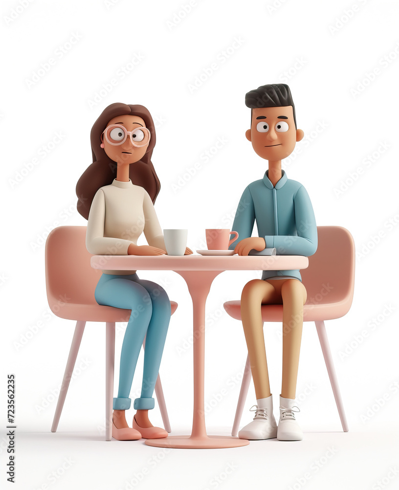 A cute couple, a guy and a girl are sitting at a table.
A cute couple, a guy and a girl are sitting at a table.