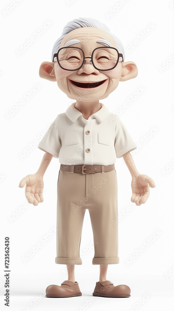 old attractive man in 3D style. Isolated on the white background. old attractive man in 3D style. Isolated on the white background.