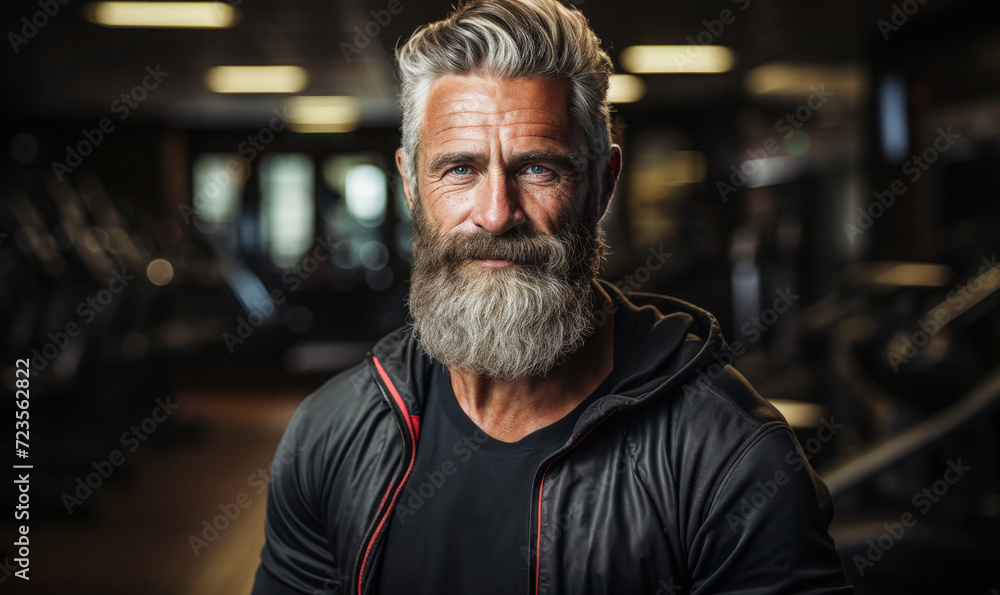 Fototapeta premium Masculine Mature Man: Fitness Portrait in the Gym