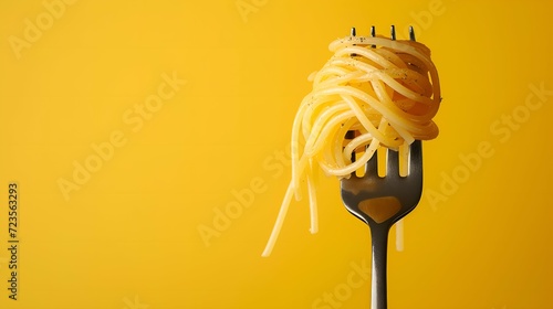 Spaghetti with cheese and black pepper on a fork close-up