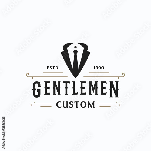 Vintage style masculine gentlemen logo template design.Logo for labels, clothing and men.
