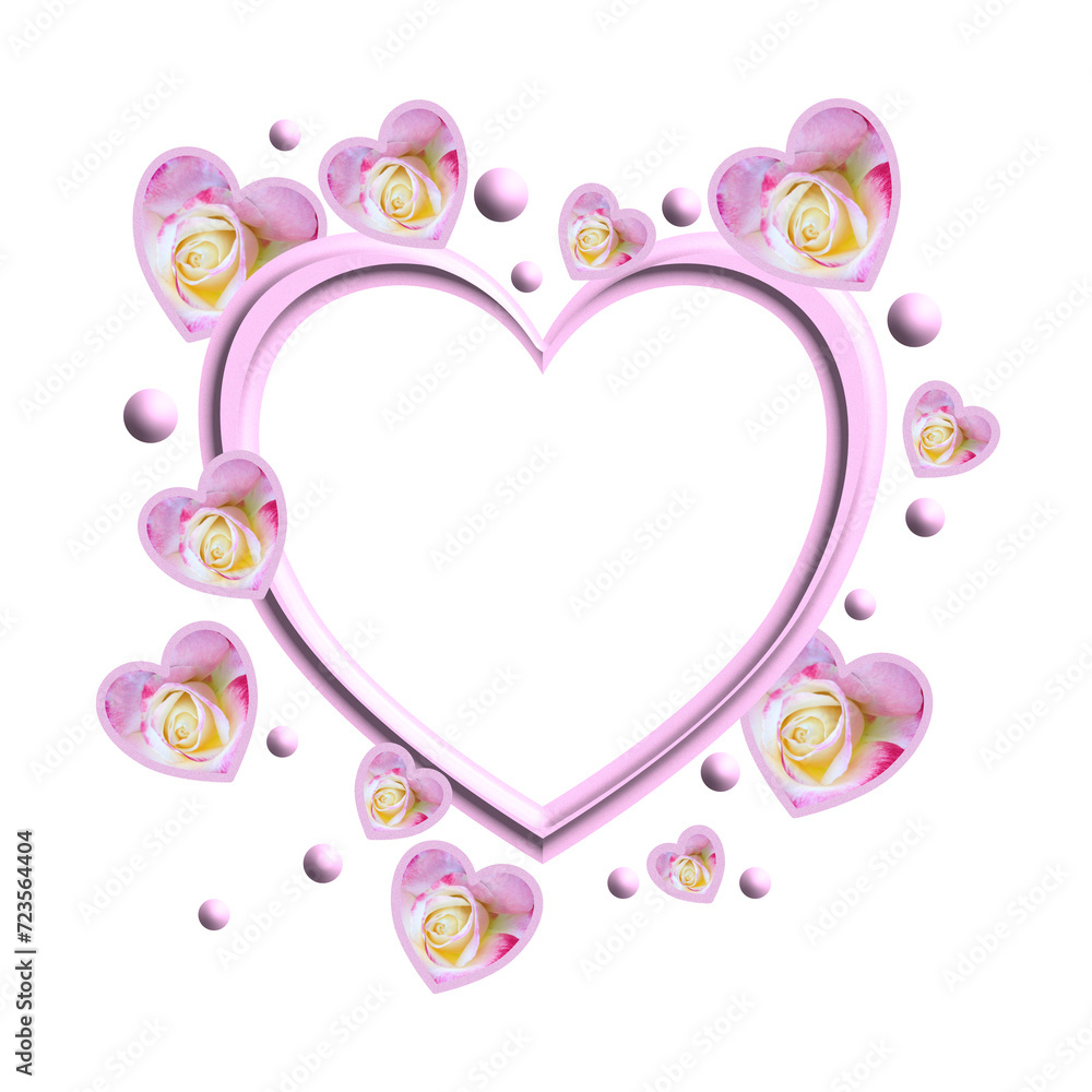 pink heart frame with flowers