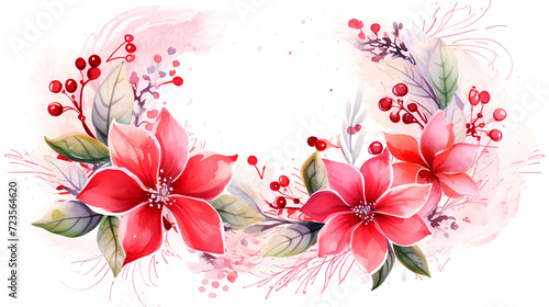 Abstract watercolor boho floral frame, generative ai © Muazma