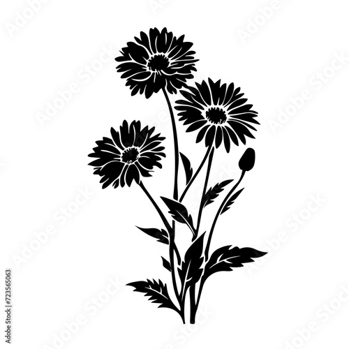 Calendula Flowers Logo Monochrome Design Style