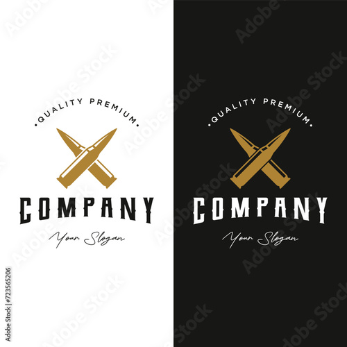Bullet ammunition logo template design with vintage style.