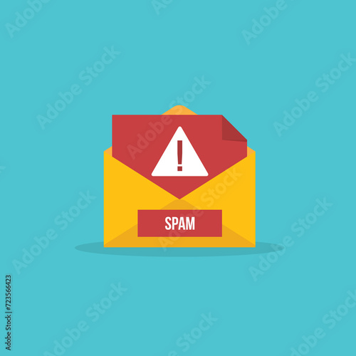 Spamming mailbox icon. Email hacking and spam warning symbol. EPS10 Vector Illustration.
