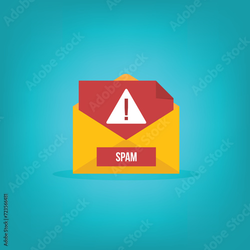 Spamming mailbox icon. Email hacking and spam warning symbol. EPS10 Vector Illustration.