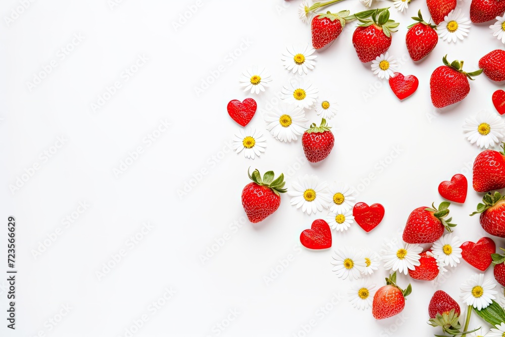 Hearts made of love and strawberries - Valentine's Day theme Hearts made of love and strawberries - Valentine's Day theme