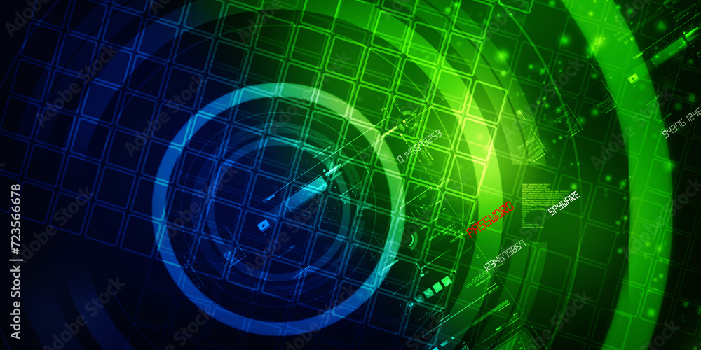 Fototapeta premium 2d illustration Abstract futuristic electronic circuit technology background