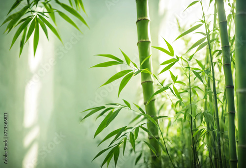 bamboo leaves on a green background