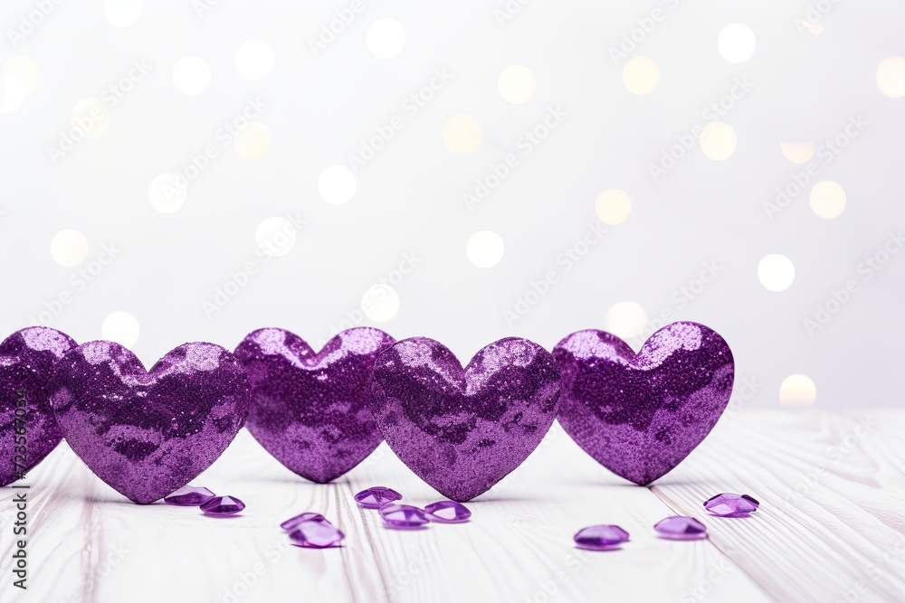Shiny Heart-Shaped Decorations on a Table