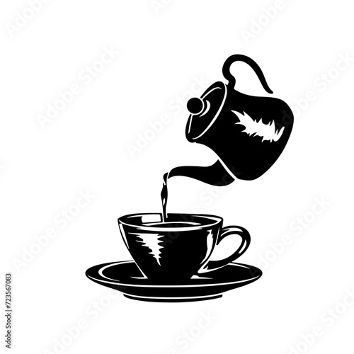 Coffee Pot Pouring Coffee Logo Monochrome Design Style photo