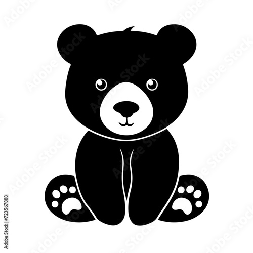 Fototapeta Naklejka Na Ścianę i Meble -  Cute Bear Logo Monochrome Design Style