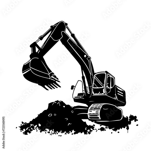 Demolition Excavator Logo Monochrome Design Style photo