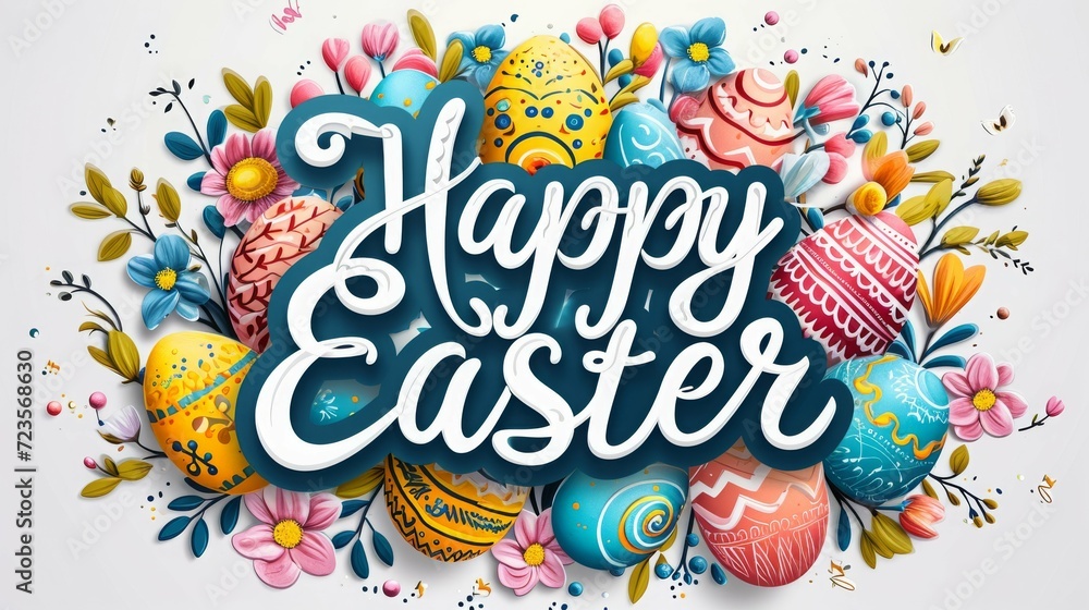 Happy easter day, Easter painted eggs for your decoration in holiday with copy space	