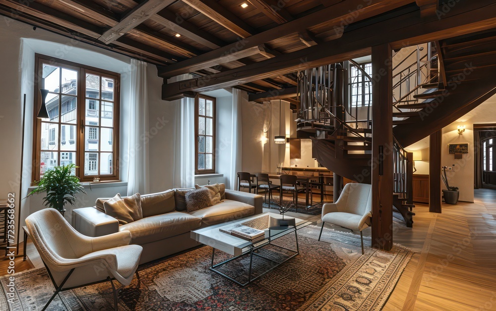 Exposed Beam Ceilings: What You Should Know About the Rustic Look - Exposed-Textured-Structural-Beams-Apartment-Penthouse