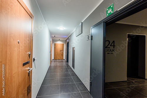 interior public place  house entrance. doors  walls  corridors staircase