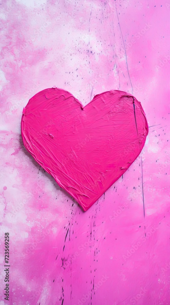 Pink Heart Paint Splat on Canvas