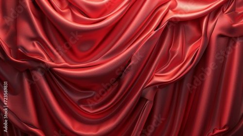 Abstract flow of red curtain pattern smooth details. Satin shiny red curtain type. Background.