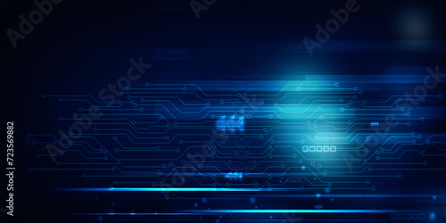 2d illustration Abstract futuristic electronic circuit technology background 