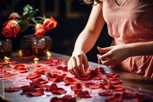 The art of arranging rose petals