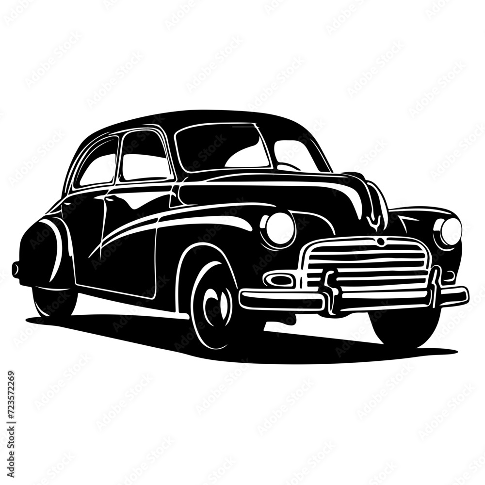 Retro Car Logo Monochrome Design Style