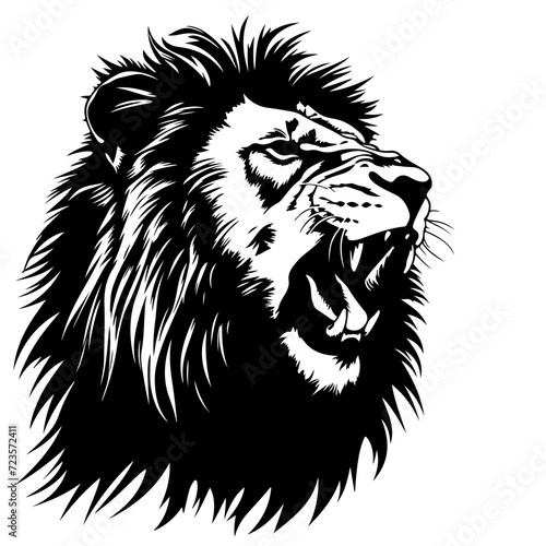 Fototapeta Naklejka Na Ścianę i Meble -  Roaring Lion Logo Monochrome Design Style