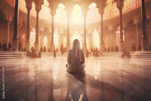Inside a Serene Mosque – A Muslim Praying