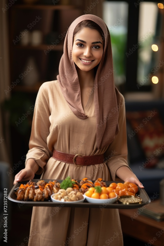 Delicious Dishes Presented by a Smiling Hostess