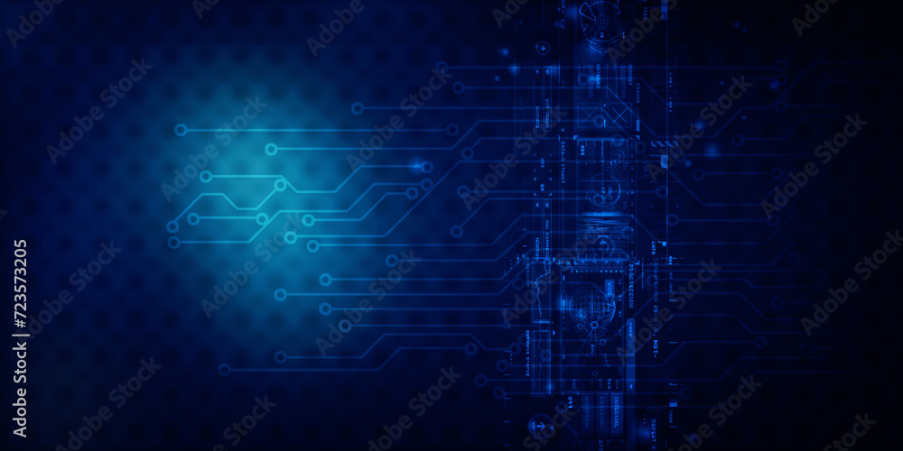 2d illustration Abstract futuristic electronic circuit technology background
