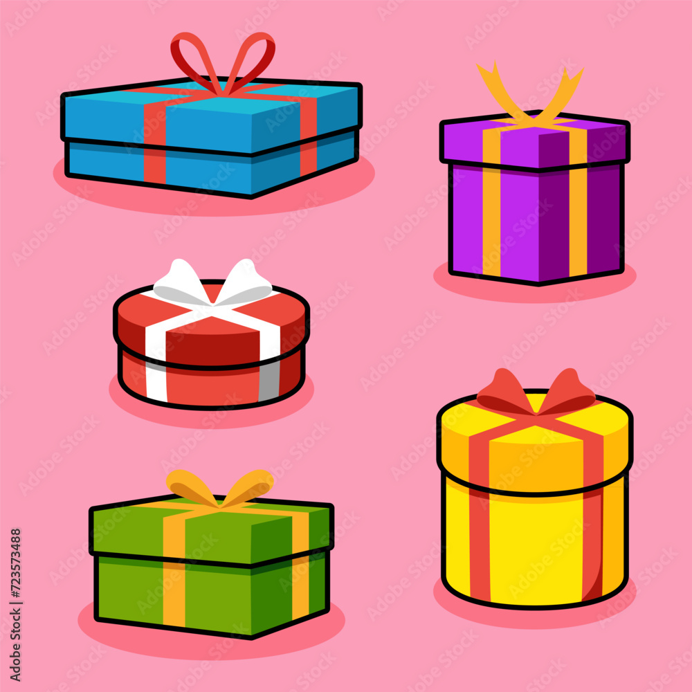 Obraz premium various gift box set, isolated on pink background