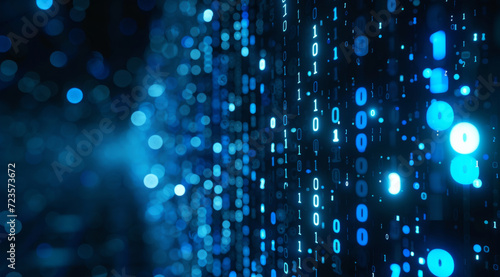 Wallpaper Mural Code, internet and big data connection for cloud storage, artificial intelligence and coding. Blue, matrix and network connectivity for ai algorithm, quantum computing and communication background Torontodigital.ca