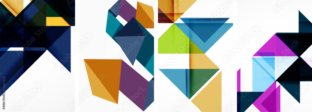 Triangle poster geometric background set Triangle poster geometric background set