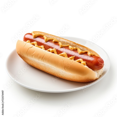 Hot dog white plate solated on white background
