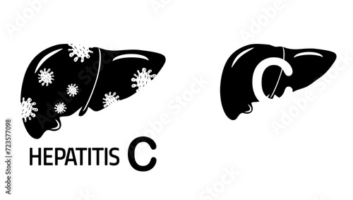 Hepatitis C symbol,  black isolated silhouette