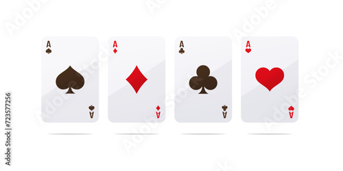 Ace card suit set vector isolated on white background.