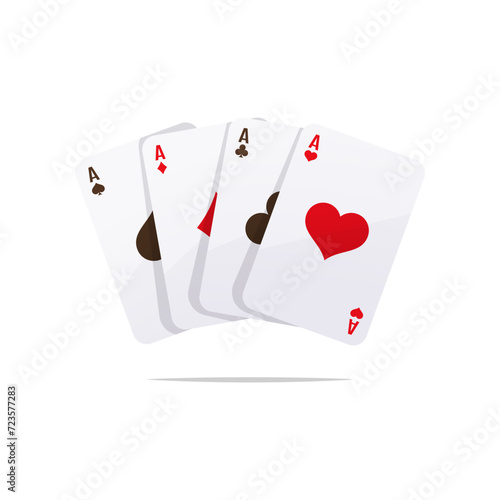 Set of four aces playing cards suits vector isolated.