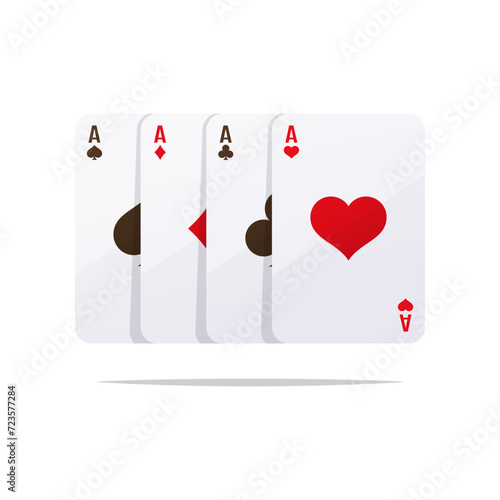 Set of four aces playing cards suits vector isolated.