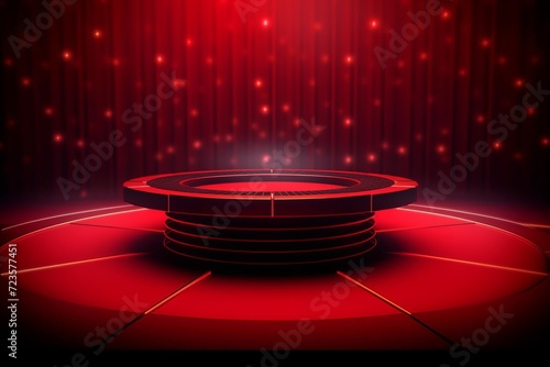 Casino table radiant crimson stage set against a backdrop of velvet curtains, setting the perfect scene for a dramatic performance or a glamorous award ceremony background