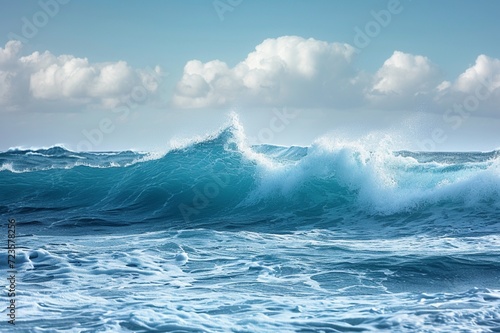 Oceanic blue square setting with serene waves captured in high definition  creating a tranquil scene