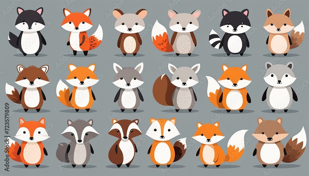 Cute Cartoon Hand Drawn Animals Collection - Vector Illustration