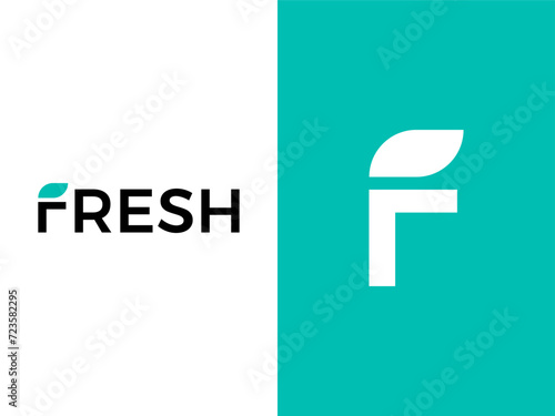 Abstract logo combination letter F and leaf design