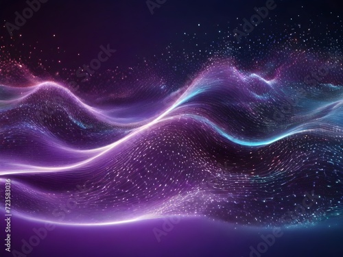 Abstract Waving Particle Technology Background Design. Abstract wave moving dots flow particles  hi-tech and big data background design 