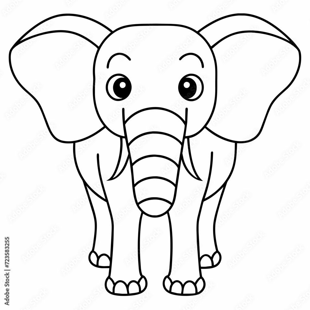 Fototapeta premium elephant black and white vector illustration for coloring book 