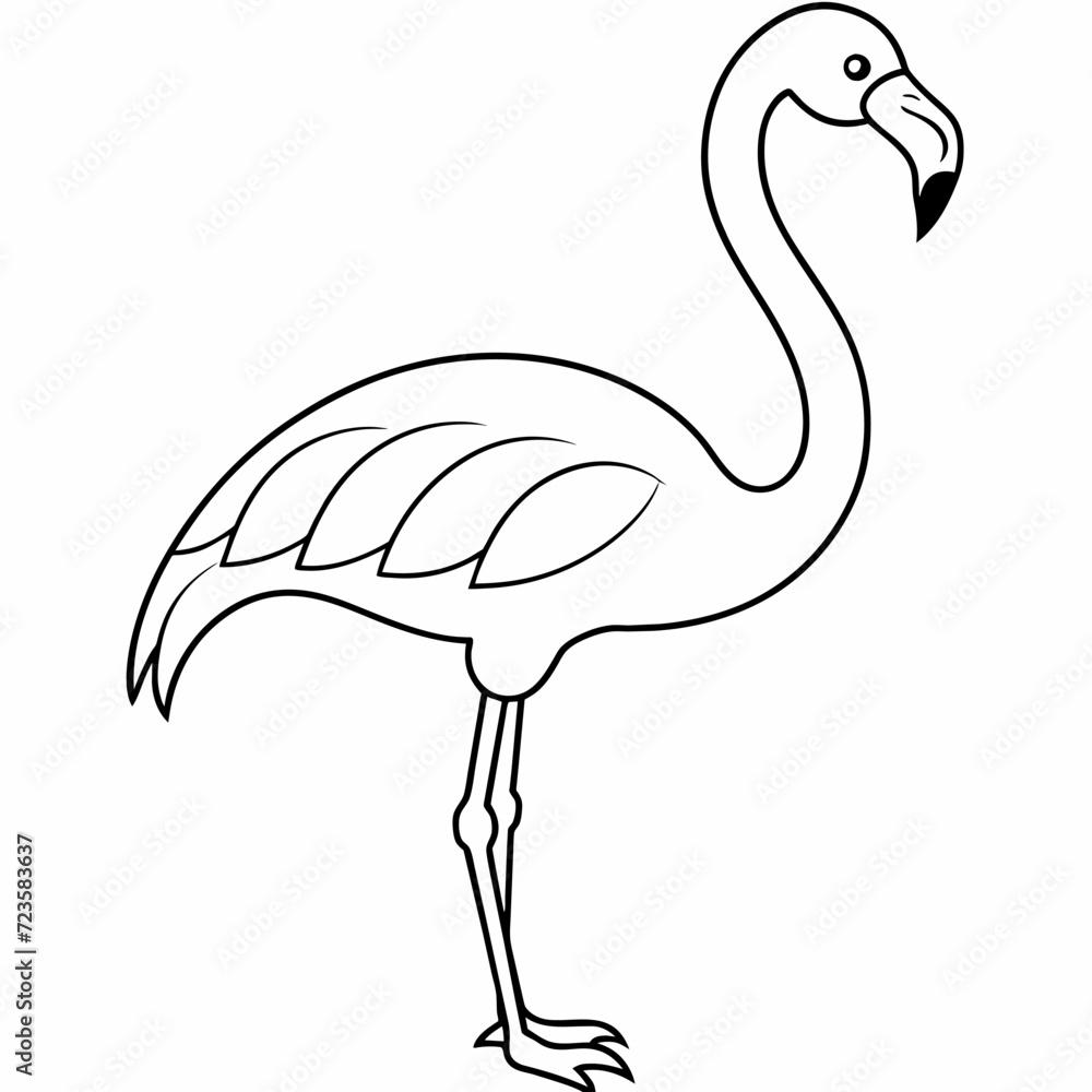 Fototapeta premium flamingo black and white vector illustration for coloring book 