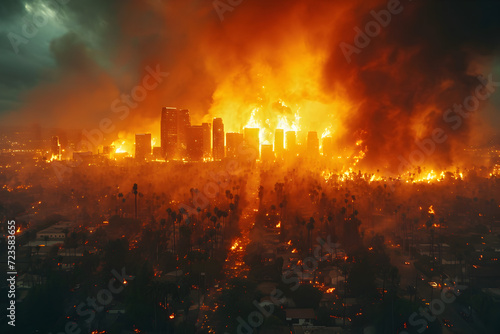 City Engulfed in a Large Fire