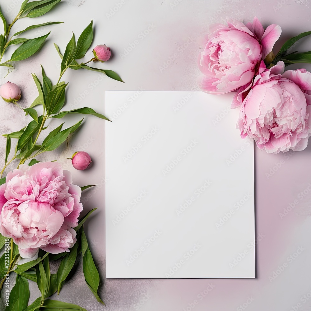Blank Card - Pink Flower Background